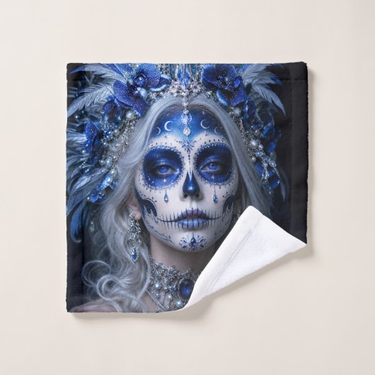 Saffier Maan Calavera – Blauwe Hemel Washandje (Wasdoekje)