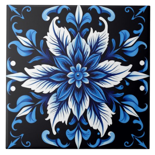 saffier mandala tegel tegeltje (Voorkant)