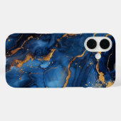 Saffier Regalia – Luxe Blauwe & Gouden Marmer Case-Mate iPhone Case (Achterkant (horizontaal))