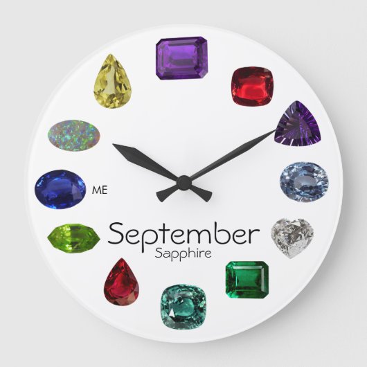Saffier, September Birthstone Grote Klok (Voorkant)