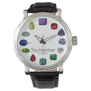 Saffier, September Birthstone Horloge