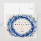 Saffier september geboortesteen briefkaart (Voorkant / Achterkant)