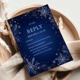 Saffier Sneeuwvlokken Onder Glitterende RSVP Kaartje