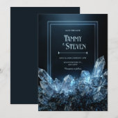 Saffier Stardust Etherische Kristallen Bruiloft Kaart (Voorkant / Achterkant)