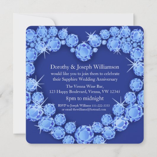 Saffier trouw hart 45 jaar feest uitnodiging (Achterkant)