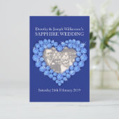 Saffier trouw hart voeg je foto toe feest uitnodig kaart (Staand voorkant)