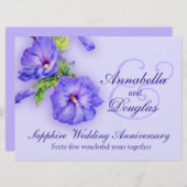 Saffier trouwdagjubileum 45 jaar uitnodiging (Voorkant / Achterkant)