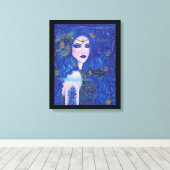 Saffier Zeemeermin met gouden accenten van Renee L Canvas Afdruk (Insitu (Houten vloer))