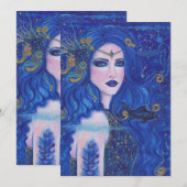 Saffier Zeemeermin met gouden accenten van Renee L Feestdagenkaart (Voorkant / Achterkant)