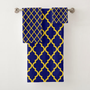 Saffier Zon: Blauw & Geel Boho Marokkaanse Elegant Bad Handdoek