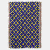 Saffier Zon: Blauw & Geel Boho Marokkaanse elegant Deken (Voorkant Verticaal)