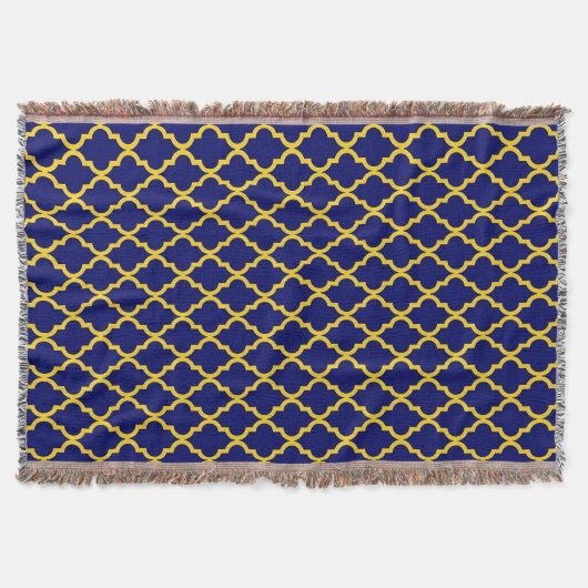 Saffier Zon: Blauw & Geel Boho Marokkaanse elegant Deken (Voorkant)