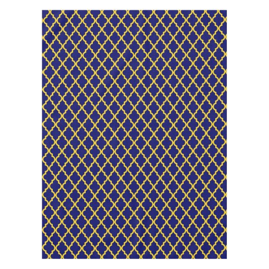 Saffier Zon: Blauw & Geel Boho Marokkaanse elegant Tafelkleed (Voorkant)