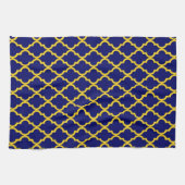 Saffier Zon: Blauw & Geel Boho Marokkaanse Elegant Theedoek (Horizontaal)