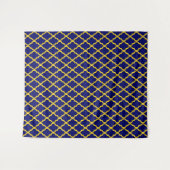 Saffier Zon: Blauw & Geel Boho Marokkaanse elegant Wandkleed (Voorkant (horizontaal))