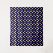 Saffier Zon: Blauw & Geel Boho Marokkaanse elegant Wandkleed (Voorkant)