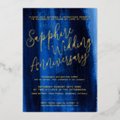 Saffierblauw abstract 45-jarig huwelijksjubileum folie uitnodiging (Voorkant)