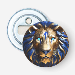 Saffierblauw en gouden leeuw, button flesopener