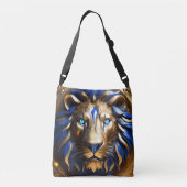 Saffierblauw En Gouden Leeuw, Crossbody Tas (Achterkant)