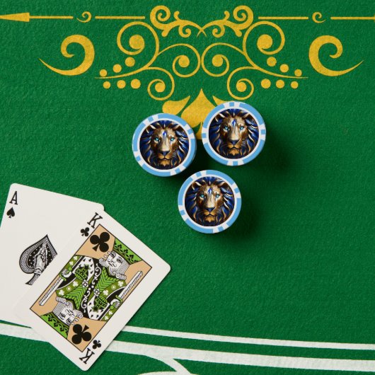 Saffierblauw en gouden leeuw, poker chips (Pokertafel (Stack))