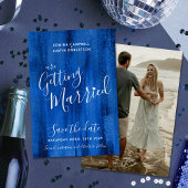 Saffierblauw moderne kunst bewaar de datumkaarten save the date