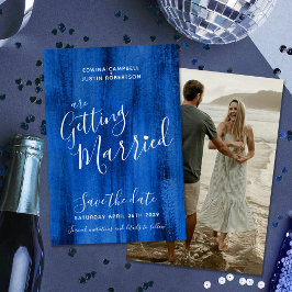 Saffierblauw moderne kunst bewaar de datumkaarten save the date