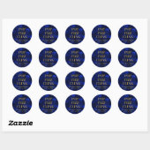 Saffierblauw namaak goud pop fizz clink ronde sticker (Vel)