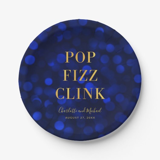 Saffierblauw Nepgoud Pop Fizz Clink Papieren Bordje (Voorkant)