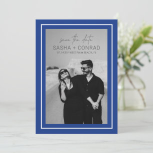Saffierblauw Stout Rand Foto Moderne Trouw Save The Date