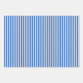 Saffierblauw & Witte Strepen Inpakpapier Vel (Voorkant)
