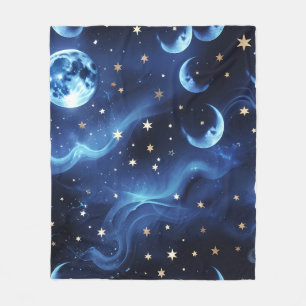 Saffierblauwe Celestial Moon Dekbed – Luxe Naad Fleece Deken