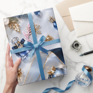 Saffierblauwe Champagne Kerstmis Cadeaupapier