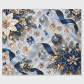 Saffierblauwe Champagne Kerstmis Cadeaupapier (Vlak)