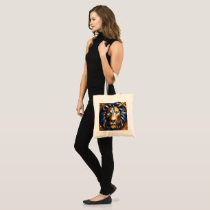 Saffierblauwe en gouden leeuw, tote bag