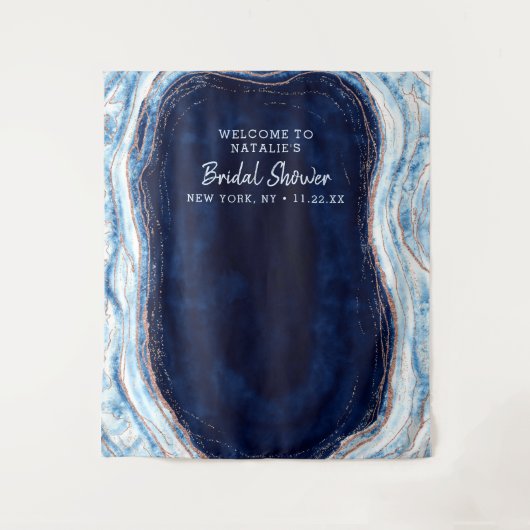 Saffierblauwe Geode Douche Foto Prop Backdrop Wandkleed (Voorkant)