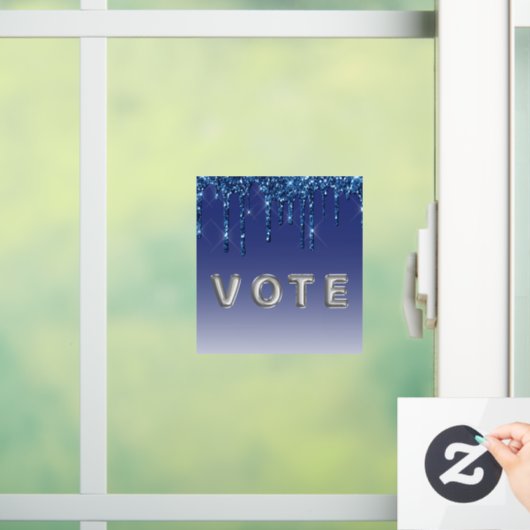 Saffierblauwe Glitter Drip Raamsticker (Huis)