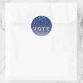 Saffierblauwe Glitter Drip Ronde Sticker (Tas)