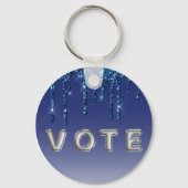 Saffierblauwe Glitter Drip Sleutelhanger (Voorkant)