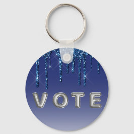 Saffierblauwe Glitter Drip Sleutelhanger