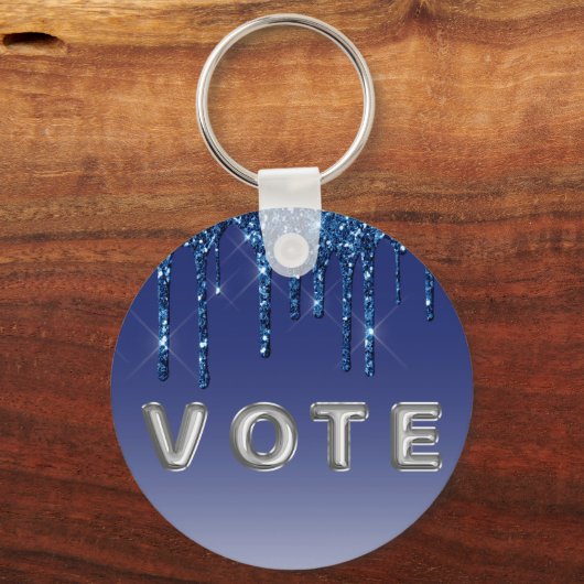 Saffierblauwe Glitter Drip Sleutelhanger (Achterkant)
