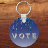 Saffierblauwe Glitter Drip Sleutelhanger (Voorkant)