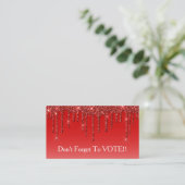Saffierblauwe Glitter Drip Stemherinnering Visitekaartje (Staand voorkant)