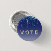 Saffierblauwe Glitterdruppel Ronde Button 3,2 Cm (Voorkant /achterkant)
