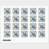 saffierblauwe hemel drakenstickers vierkante sticker (Vel)