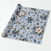 Saffierblauwe IJzige Winterbloem Cadeaupapier (Uitgerold)