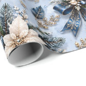 Saffierblauwe IJzige Winterbloem Cadeaupapier (Rol Hoek)