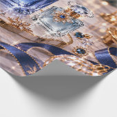 Saffierblauwe Kerstschoonheid Cadeaupapier (Hoek)