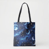 Saffierblauwe Maanfasen Tote Bag (Voorkant)