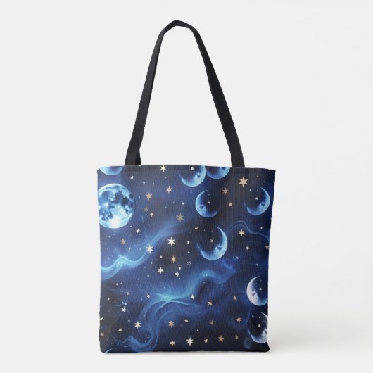 Saffierblauwe Maanfasen Tote Bag (Achterkant)