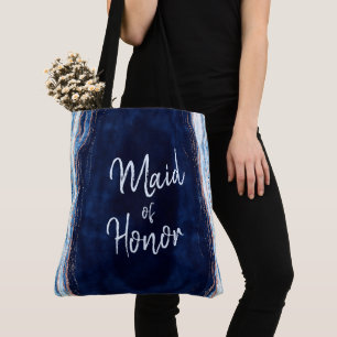 Saffierblauwe Roze Gouden Geode Agate Bruidsmeisje Tote Bag